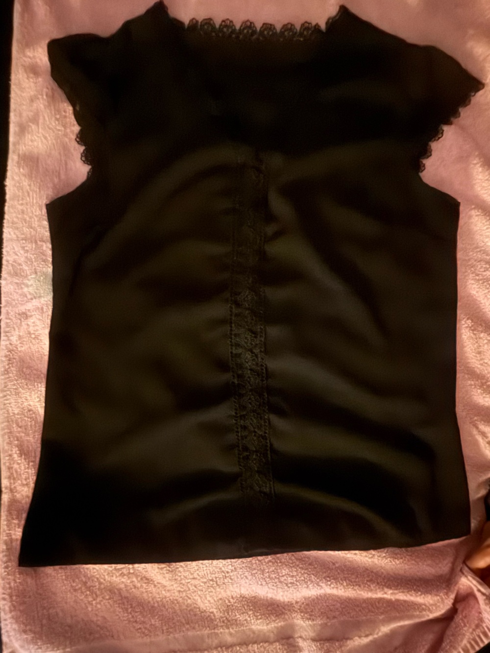 SHEIN Black Lace Trim Sleeveless Blouse Top Women’s Size M